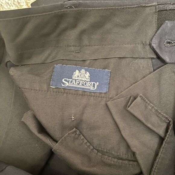 STAFFORD Men’s Black Flat Front Dress Pants 31x30 Business Casual - Picture 2 of 2